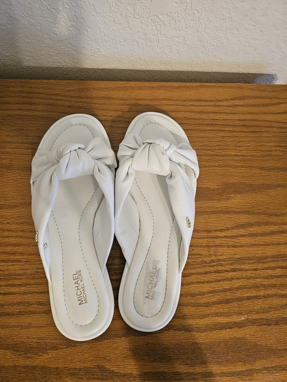 Michael Kors White Knotted Slide Sandals